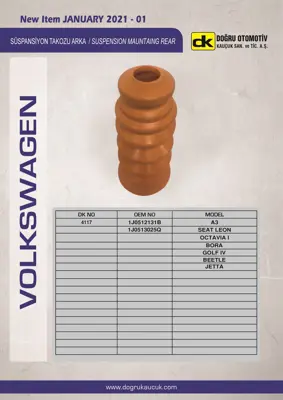 DK 4117 Süspansiyon Takozu Arka A3 Seat Leon Octavıa I Bora Golf Iv Beetle Jetta 1J0512131B 1J0513425A 67078 67087 67113 67129 67160 804900556227 81401556226 8N0513025