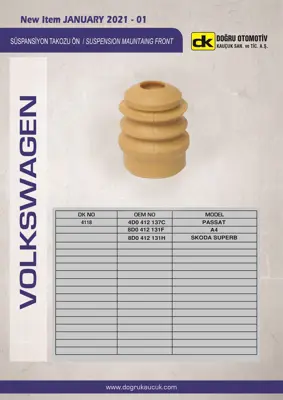 DK 4118 Süspansiyon Takozu Ön Passat A4 Skoda Super B 8D0412131F 8D0412131H 4D0412137C 4D0412137B L8D0412131H 8D0412131D 4D0412137CS1 8D0412131FS1 8D0412131HS1 4F0412131G