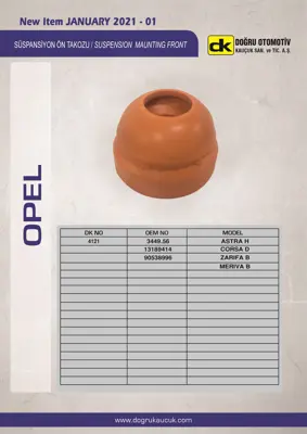 DK 4121 Süspansiyon Ön Takozu Astra H Corsa D Zarıfa B Merıva B 436955 51866009 51775545 51755686 344956 344446 344435 525447 5033F2 5033E2