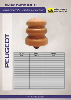 DK 4126 Süspansiyon Takozu Ön Peugeot 407 516670 9652181980 5175CF 517847