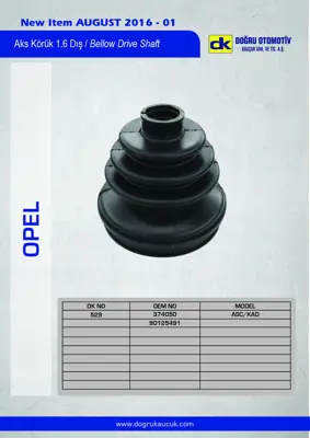 DK 529 Aks Körüğü Dış Vectra B Ascona Kadett 321498203A 431498203A 431498203C 443407285A 443498203C 374050 90125491 90125494 90421747 9943846