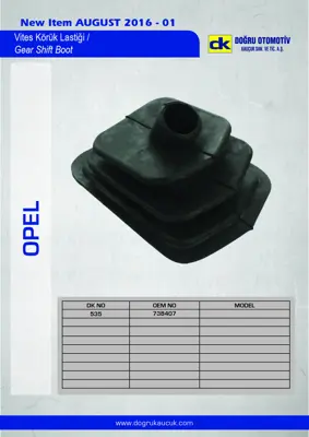 DK 535 Vites Körük Lastiği Opel 738407
