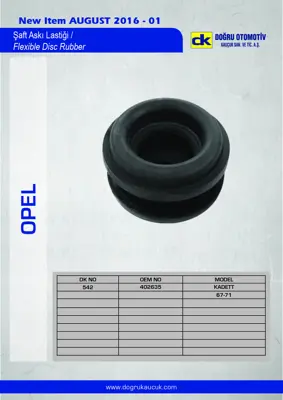 DK 542 Şaft Askı Lastiği Kadett 67>71 402635