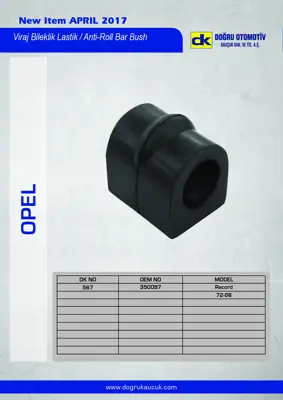 DK 567 Vıraj Lastiği Opel Record 72>86 350097