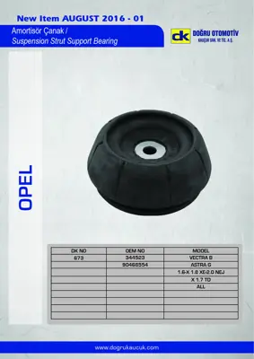 DK 0673 Amortısor Ust Takozu Vectra Vectra B Astra G Astra H Corsa C 344523 344525 90468554 90538936 344582 344986 344591 312510 344523S1 90468554S1