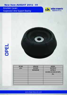 DK 0674 Amortısor Ust Takozu Vectra B Astra G Corsa C Combo C Merıva 344523 344525 90468554 90538936 344582 344591 344986 312510 90468618 90468554S1