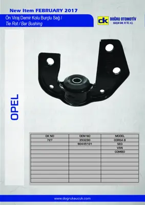 DK 0727 On Vıraj Demır Bağlantı Kelebek Somun Sağ Corsa B Combo 93> 02 353280 90445101 90539059