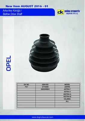 DK 0751 Aks Korugu Dıs Astra G F Vectra A - B Zafıra 1J0407285F 1H0498203A 1H0407285B 1K0498203 4A0498203C 8K0498203B 8D0407285 6C0498203 9467577780 9467577788