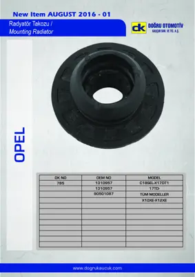 DK 0785 Radyator Alt Takozu Astra F - G Vectra B Corsa B 10 Ad 1310957 90501087