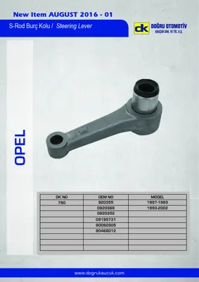DK 790 Opel Omegaa Omegab S-Rod Burc Kolu 920355 920368