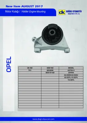 DK 0791 Motor Takozu On Astra G X20dtl Y20dth X20xer 684696 90575192 92575192