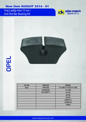 DK 0836 Salıncak Burcu (Arka Sağ - Sol) Nemo Fıorıno Grande Punto Lınea Corsa D Bıpper 06> (On Buyuk) 352864 13167940 5352039 5352038 1640002200 1640064781 1640064791 1640064801 164030B020 95217519