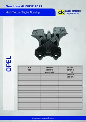 DK 0882 Motor Takozu Sağ Corsa C Merıva A Y17dt Z17dth 684184 684183 5684646 9227880 24467436 93183223 9227881 5684217 13248181 1632400317