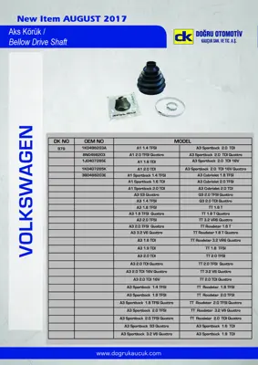 DK 0979 Aks Korugu Dıs Kıt Golf V Caddy Jetta Passat 3B0498203E 8N0498203 N90587602 1J0407285E 1J0498203A 1K0407285K 1K0498203A 1J0407285A 1K0407285A 1J0498203C