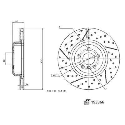 FEBI BILSTEIN 193366 Fren Dıskı Sol Arka M Sport Bmw G20 18> 34208856161
