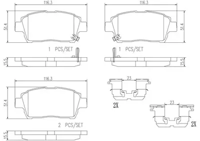 FTE 9001268 On Fren Balatası Toyota Yarıs 2002-2006 Corolla Verso Vvt-I 2001-> 446517140 446552120