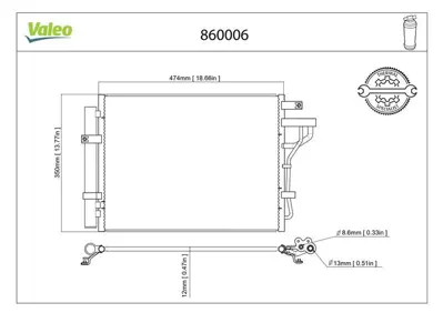 VALEO 860006 Klima Radyatoru Kıa Pıcanto 2011-> (475×348×16) 