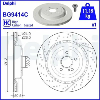 DELPHI BG9414C Fren Diski (Tekli Paket) - Boyali, Delikli 2314230212