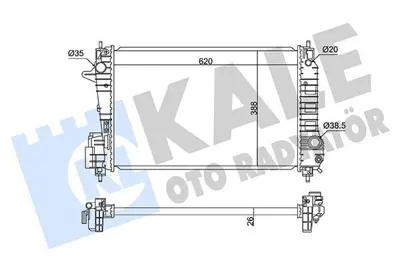 KALE 362860 Motor Su Radyatoru Chevrolet Aveo 1.3d (T300) 11>15 Brazıng Mt (620x388x26) 