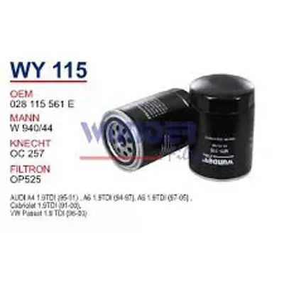 WUNDER WY115 Yağ Filtresi A4 1.9tdı 94-97 A6 1.9 Tdı 97-05 Oc25 028111561E