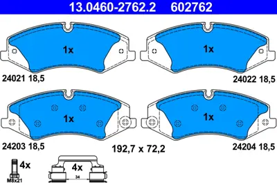 ATE 13 0460-2762 2 Fren Balatası On Dıscovery 4 10-16 Range Rover Sport 10> Range Rover 13> LR134700