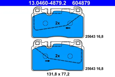 ATE 13 0460-4879 2 Fren Balatası On A6 11> A7 10> Q5 08>   Macan 14> 95B698151H