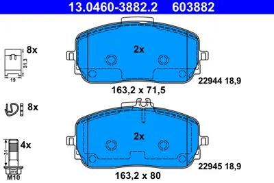 ATE 13 0460-3882 2 Fren Balatası On W177 18> W247 18> C118 19> V167 19> A0004209902