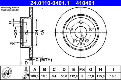 ATE 24 0110-0401 1 Arka Fren Dıskı Bmw F45 F46 F48 F39 34216864141