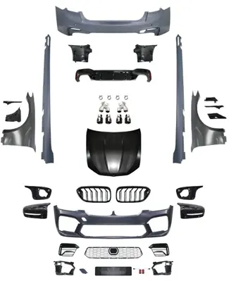 WENDERPARTS BA2302211 Komple Gövde Kiti G30-Lcı Pdcli:Arka, 00-00-Çikis, Mrsp-Li, Panj-Lu, Egz.Uçlu, Kaput/Çamurluk, Ayna Kapaklari -///M5 (F90-Lcı) Style- 2020- A2302211