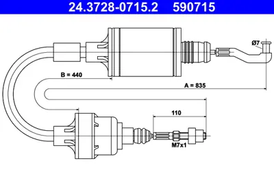 ATE 24.3728-0715.2 Debriyaj Teli Opel Vectra A  2.0 3074003314 4207 58008100 8AK355700691 GCC1396