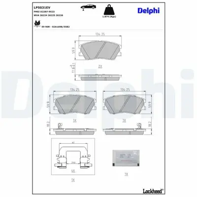 DELPHI LP5031EV Fren Balatası On Elektrıklı Kıa Soul 19> 58101J2A10 T2883