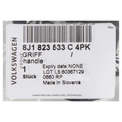 VW 8J1823533C4PK Kaput Açma Kolu 8J1823533C4PK