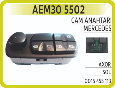 AEM 30 5502 Cam Acma Kapama Anahtarı Sol Mercedes Axor A0025455113, A0035455113, A0045455113, A0055452413, 15450613, 15455113, 25455113, 35455113, 45455113, 55452413