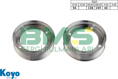 BMS 654 Alternator Gergi Makarası Kanallı V Kayısı Rulmanı Renault Trucks, Volvo D13 