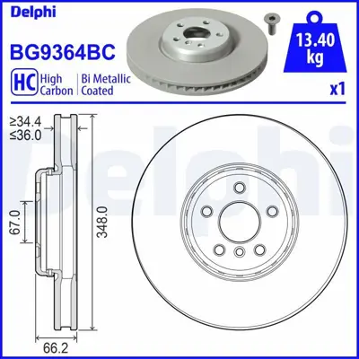 DELPHI BG9364BC Fren Dıskı On Sol Bmw G20 G30 G11 G01 G02 G05 G14 G15 G32 Ix 17> 