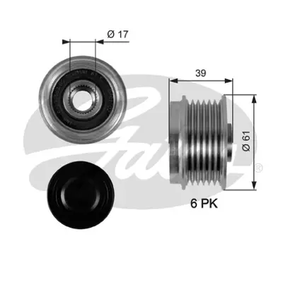 GATES OAP7042 Alternatör Kasnağı Seat Ibiza Skoda Fabia, Vw Polo 1.2 10.01- 70a/90a 30931405 31405 535006010 588013 ALP2367 DB0273 F51000 VKM03111 ZN5374