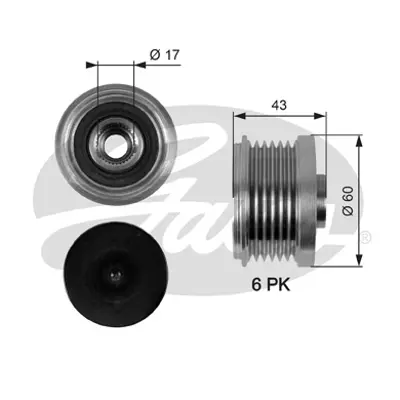 GATES OAP7059 Alternatör Kasnağı Volvo S40, V40 1.6/1.8/2.0 07.95- 30147 535002410 55930147 588047 ALP2383 F51087 VKM03652 ZN5516