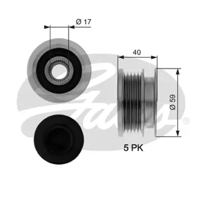 GATES OAP7074 Alternatör Kasnağı Opel Astra H, Astra H Gtc, Corsa D, Merıva, Zafıra B 1.6/1.6cng 09.05- 32312 40932312 535014310 ALP2431 F00M147880 VKM03500