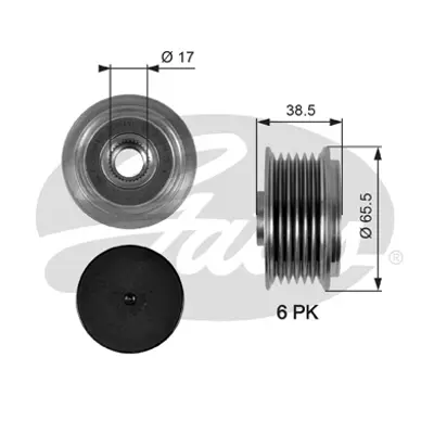 GATES OAP7085 Alternatör Kasnağı Mazda 323, 626, Mx-3, Mx-6 1.8/2.0/2.5 01.92-10.99 120874 535001710 ALP2339 F51040 ZN5438 ZN5459