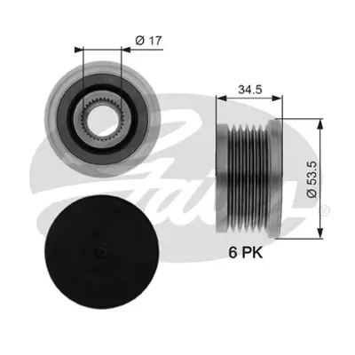 GATES OAP7109 Alternatör Kasnağı Renault Laguna Iı 1.9dcı 03.01- 535008810 F00M147957 F00M991178 ZN5523