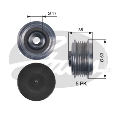 GATES OAP7116 Alternatör Kasnağı Toyota Corolla,Avensıs/Verso,Pıcnıc,Prevıa,Rav4 01>03 104779 535018410 588037 ALP2414 F51030 VKM06100 ZN5424
