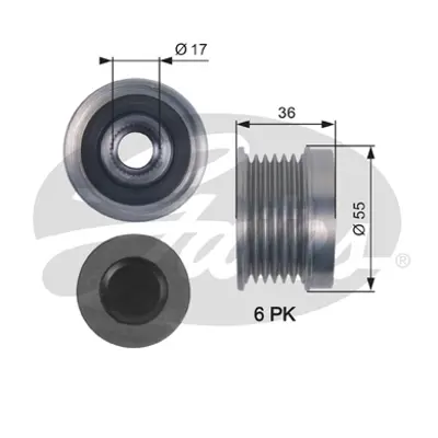 GATES OAP7138 Alternatör Kasnağı (Rulmanlı) Mb Sprinter (95-06) - Ssangyong Actyon 2.0 05> Kyron 2.0-2.7 05> (6k) 1126601580 28387 535005110 535013410 588078 ALP2381 F51099