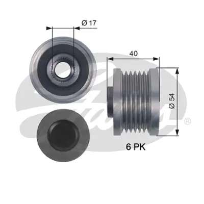 GATES OAP7142 Alternatör Kasnağı X-Traıl, 2.0 06.07- 49515 535009310 VKM06205