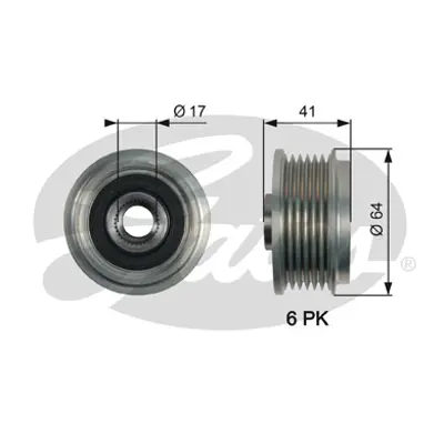 GATES OAP7161 Alternatör Kasnağı Opel Astra J 1.7cdtı 12.09- 38262 40938262 535022710 VKM03516