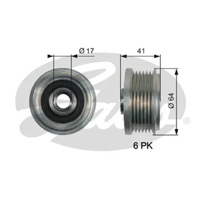 GATES OAP7162 Alternatör Kasnağı Opel Astra J/ Meriva B 1.7cdtı 09- 38261 40938261 535022810 ALP2464 VKM03517