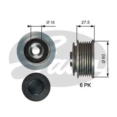 GATES OAP7176 V Kayış Gergi Rulmanı 535024110 VKM06501