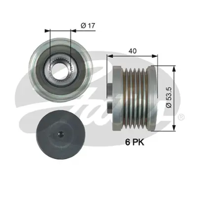 GATES OAP7179 Alternatör Kasnağı Nıssan Juke, Prımera, Tıda, X-Traıl 1,6-2.5 07.01- 49516 535014610 588081 ALP2432 F51127 VKM06203