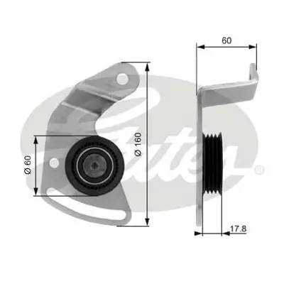 GATES T36018 V Kayış Gergi Rulmanı  Renault-Twıngo (X06), 1.2 55ps, 1.2 Socıete 55ps 11355 1624055 531036010 60030045 APV2052 T0361 VKM36004