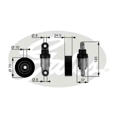 GATES T38244 V Kayış Gergi Rulmanı  Amortisörü M42-43 18485 534000110 APV2109 APV2222 N1511 N1511S