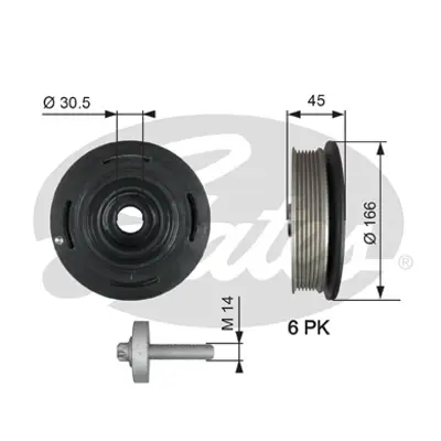 GATES TVD1041A Krank Kasnağı 31483 33699 544009410 60931483 60933699 80001154 80004870 DP039 DP1144 DPV1153 VKM93610